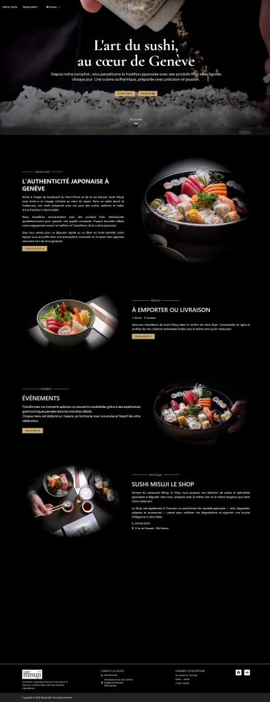 Le site Sushi Misuji sur ordinateur.